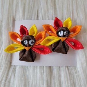 Thanksgiving Turkey Hair Clips Set